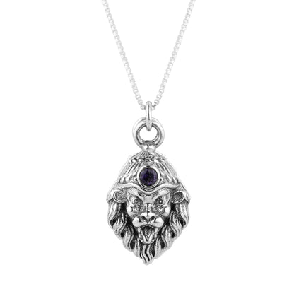 Silver Lord Narasimha Engraved Mantra Pendant