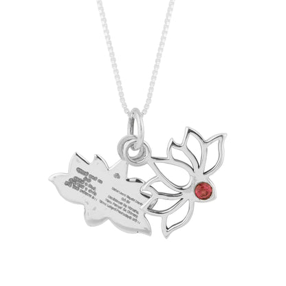 Silver Mahalaxmi Mantra Engraved Lotus pendant