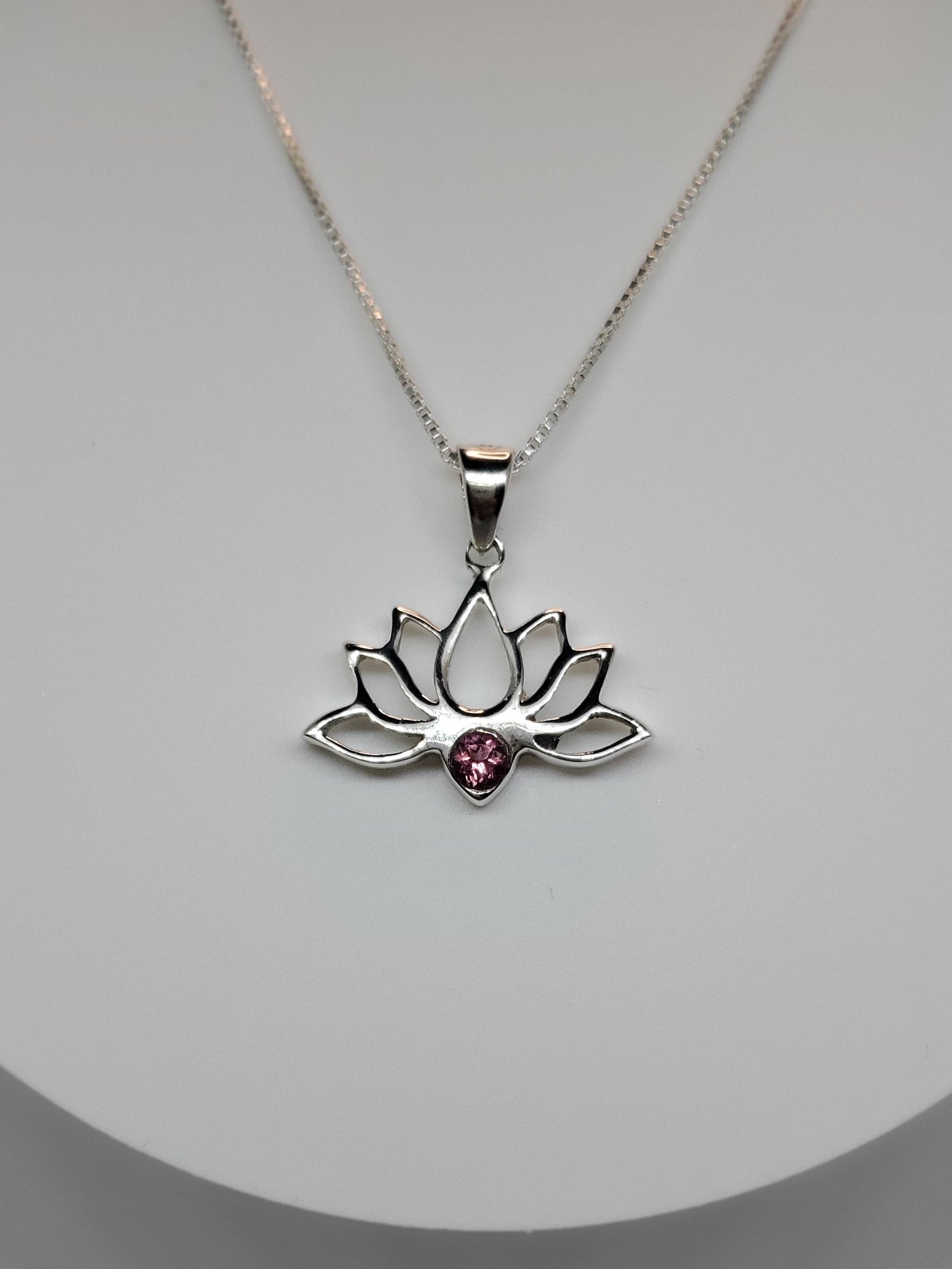 Mahalaxmi Lotus Pendant with Pink Tourmaline stone