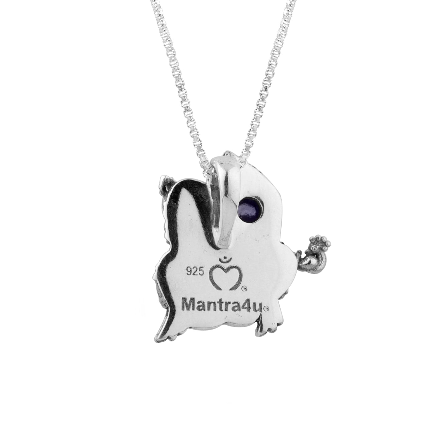 Silver Krishna Pendant with Blue Iolite semi-precious stone